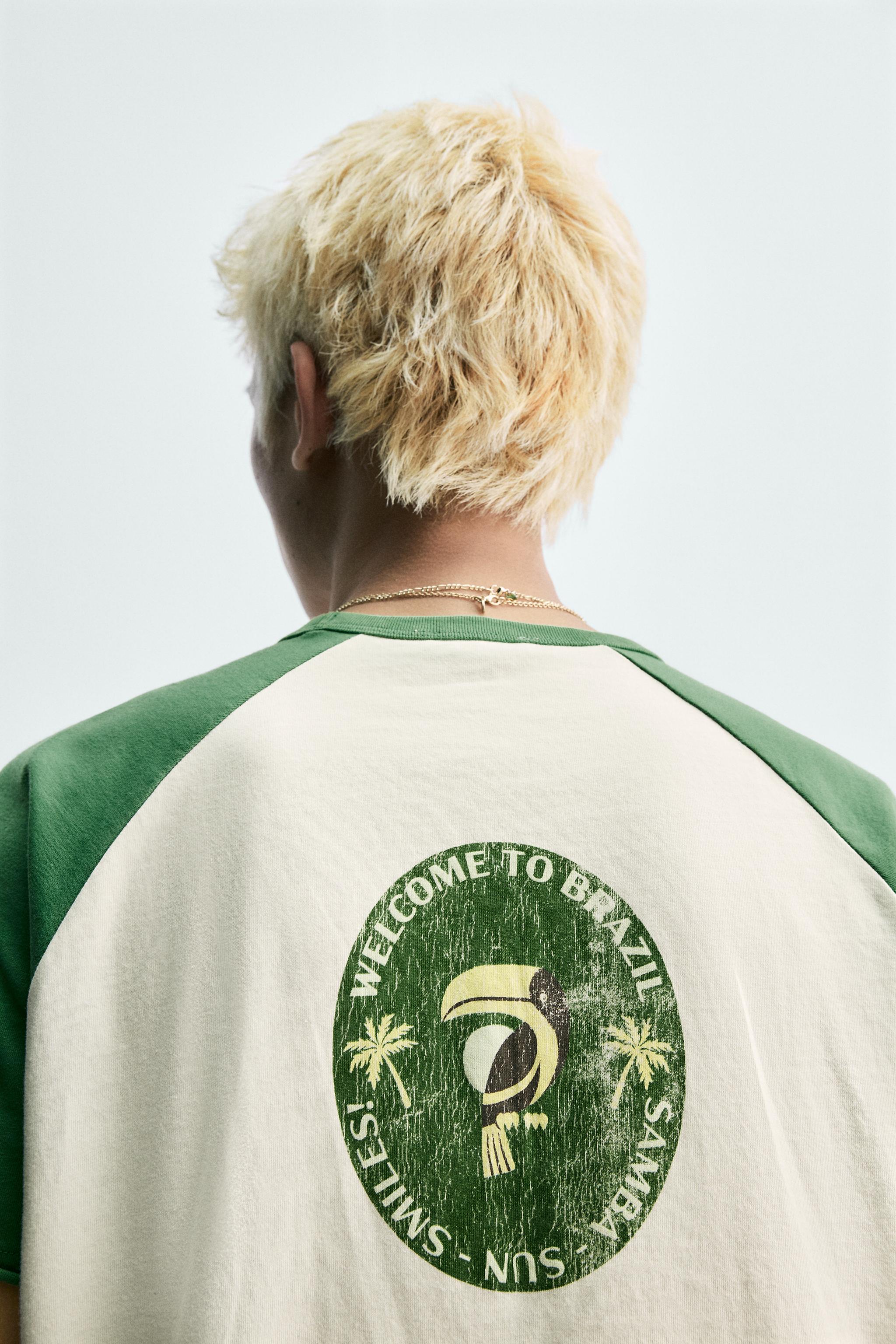 BRAZIL PRINT COLOR BLOCK T-SHIRT